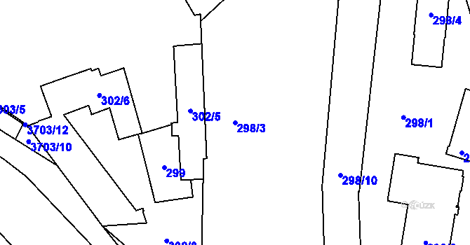 Parcela st. 298/3 v KÚ Vyškov, Katastrální mapa