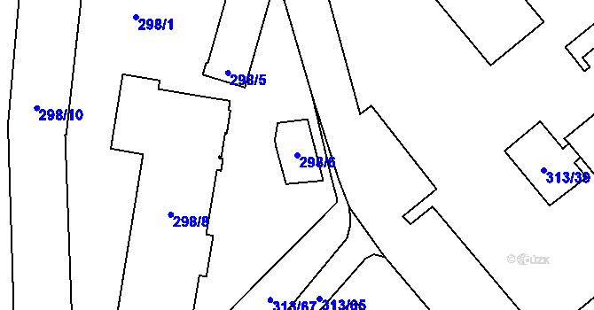 Parcela st. 298/6 v KÚ Vyškov, Katastrální mapa