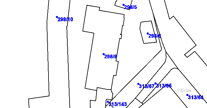 Parcela st. 298/8 v KÚ Vyškov, Katastrální mapa