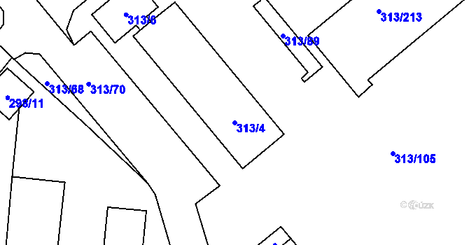 Parcela st. 313/4 v KÚ Vyškov, Katastrální mapa