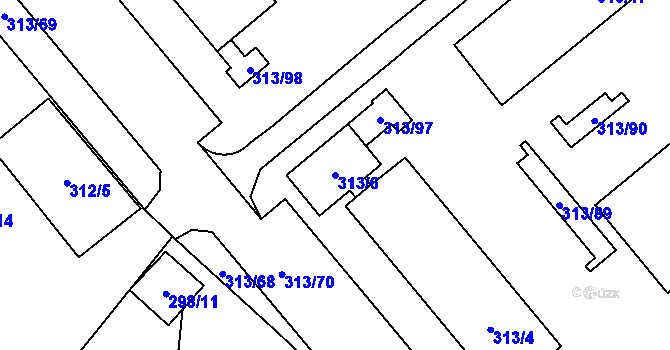 Parcela st. 313/6 v KÚ Vyškov, Katastrální mapa