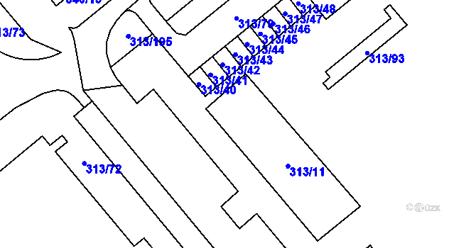 Parcela st. 313/12 v KÚ Vyškov, Katastrální mapa