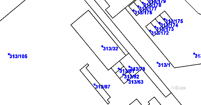 Parcela st. 313/33 v KÚ Vyškov, Katastrální mapa