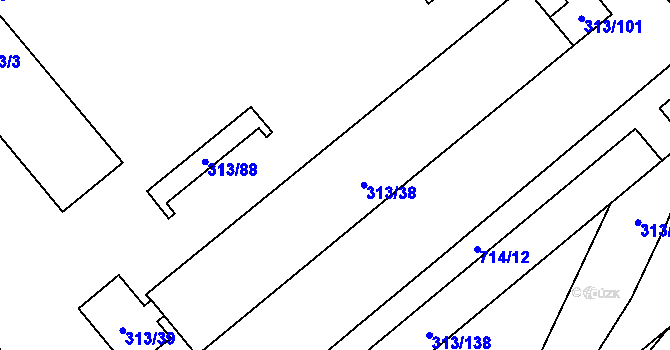 Parcela st. 313/36 v KÚ Vyškov, Katastrální mapa