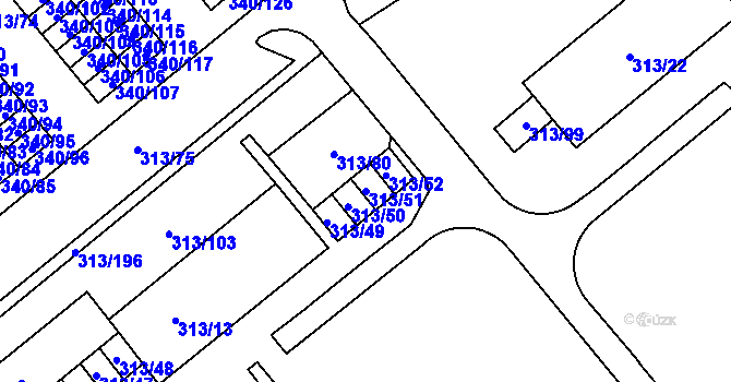Parcela st. 313/51 v KÚ Vyškov, Katastrální mapa