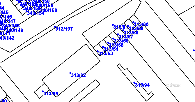 Parcela st. 313/53 v KÚ Vyškov, Katastrální mapa