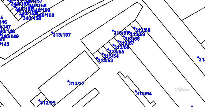 Parcela st. 313/54 v KÚ Vyškov, Katastrální mapa