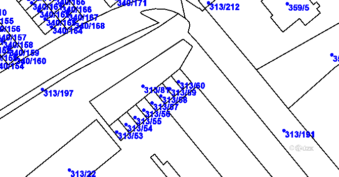 Parcela st. 313/59 v KÚ Vyškov, Katastrální mapa