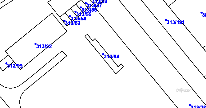 Parcela st. 313/94 v KÚ Vyškov, Katastrální mapa
