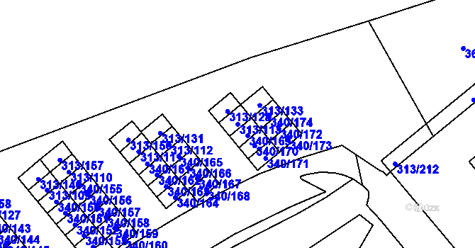 Parcela st. 313/113 v KÚ Vyškov, Katastrální mapa