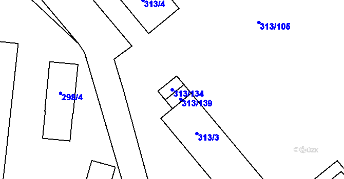 Parcela st. 313/134 v KÚ Vyškov, Katastrální mapa