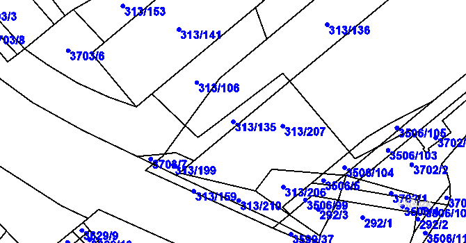 Parcela st. 313/135 v KÚ Vyškov, Katastrální mapa