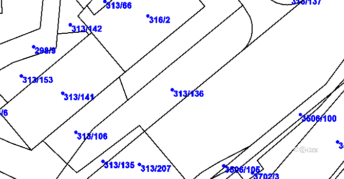 Parcela st. 313/136 v KÚ Vyškov, Katastrální mapa