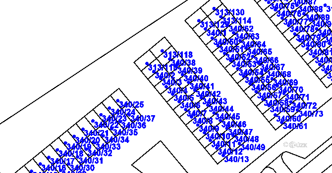 Parcela st. 340/4 v KÚ Vyškov, Katastrální mapa
