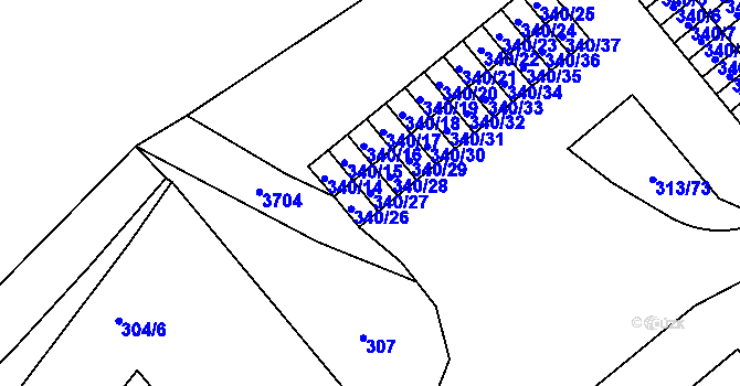 Parcela st. 340/27 v KÚ Vyškov, Katastrální mapa