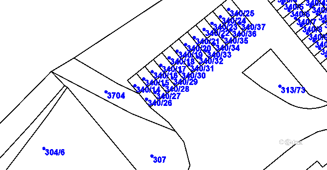 Parcela st. 340/28 v KÚ Vyškov, Katastrální mapa