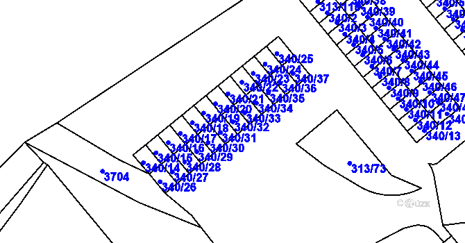 Parcela st. 340/32 v KÚ Vyškov, Katastrální mapa