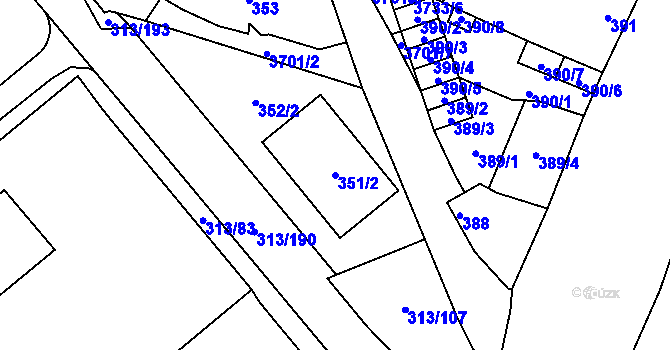 Parcela st. 351/2 v KÚ Vyškov, Katastrální mapa