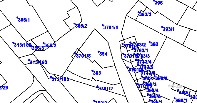 Parcela st. 354 v KÚ Vyškov, Katastrální mapa