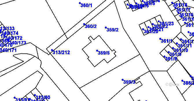 Parcela st. 359/5 v KÚ Vyškov, Katastrální mapa