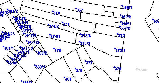 Parcela st. 373/3 v KÚ Vyškov, Katastrální mapa