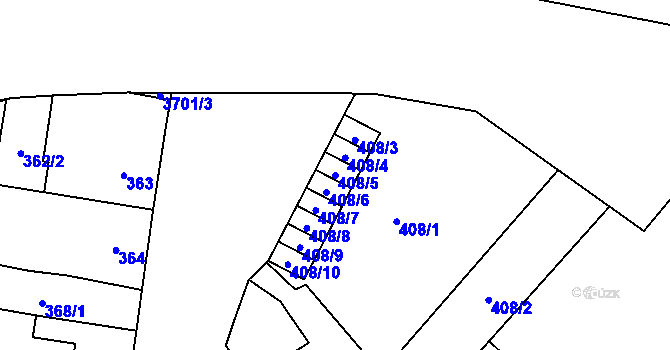 Parcela st. 408/5 v KÚ Vyškov, Katastrální mapa