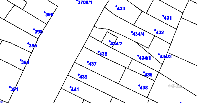 Parcela st. 436 v KÚ Vyškov, Katastrální mapa