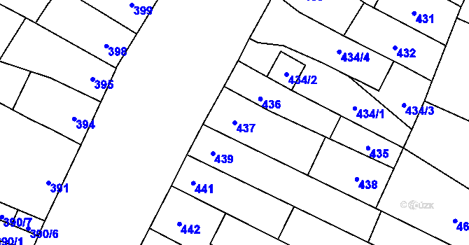 Parcela st. 437 v KÚ Vyškov, Katastrální mapa
