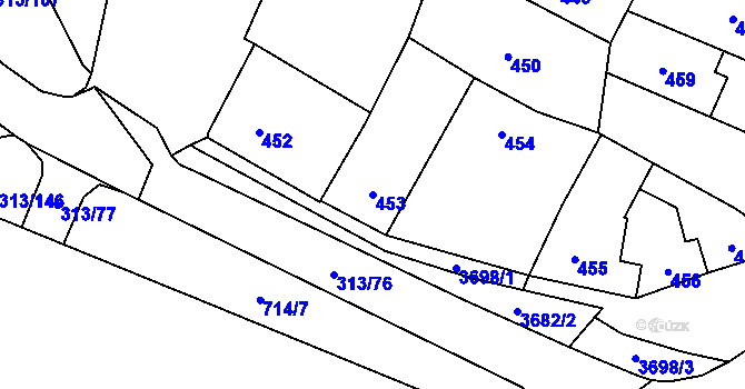 Parcela st. 453 v KÚ Vyškov, Katastrální mapa