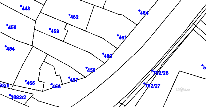 Parcela st. 460 v KÚ Vyškov, Katastrální mapa
