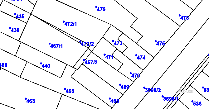 Parcela st. 471 v KÚ Vyškov, Katastrální mapa