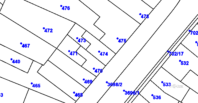 Parcela st. 474 v KÚ Vyškov, Katastrální mapa