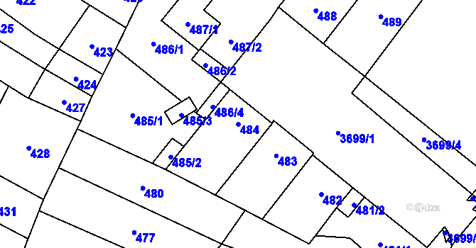 Parcela st. 484 v KÚ Vyškov, Katastrální mapa