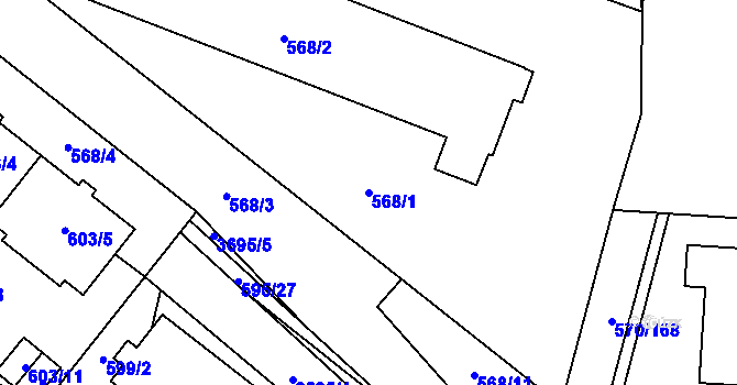 Parcela st. 568/1 v KÚ Vyškov, Katastrální mapa