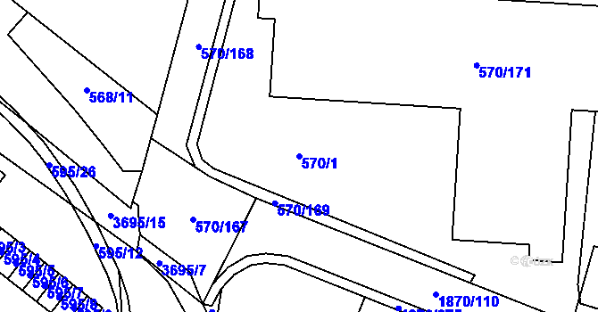 Parcela st. 570/1 v KÚ Vyškov, Katastrální mapa
