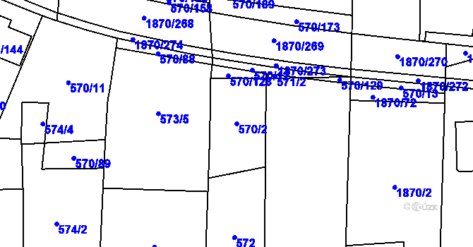 Parcela st. 570/2 v KÚ Vyškov, Katastrální mapa