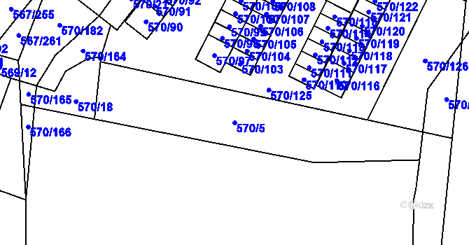 Parcela st. 570/5 v KÚ Vyškov, Katastrální mapa