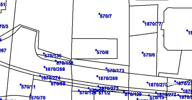 Parcela st. 570/8 v KÚ Vyškov, Katastrální mapa