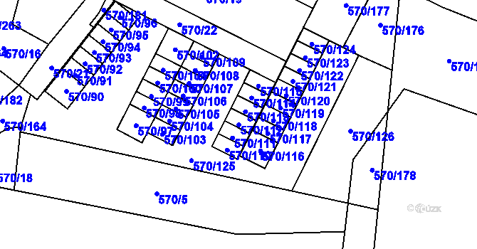 Parcela st. 570/112 v KÚ Vyškov, Katastrální mapa