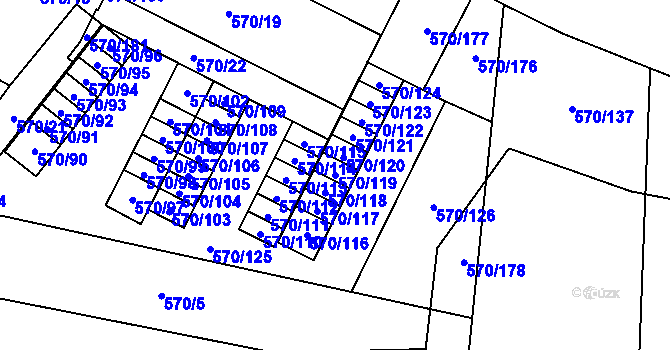 Parcela st. 570/119 v KÚ Vyškov, Katastrální mapa