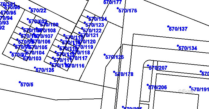 Parcela st. 570/126 v KÚ Vyškov, Katastrální mapa