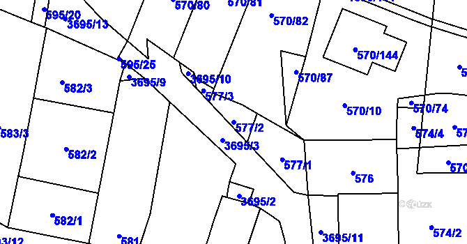 Parcela st. 577/2 v KÚ Vyškov, Katastrální mapa