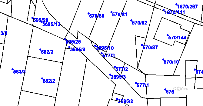 Parcela st. 577/3 v KÚ Vyškov, Katastrální mapa