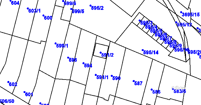 Parcela st. 591/2 v KÚ Vyškov, Katastrální mapa