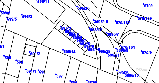 Parcela st. 595/8 v KÚ Vyškov, Katastrální mapa