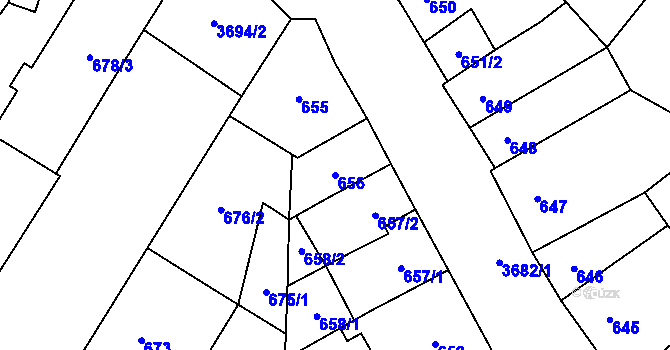Parcela st. 656 v KÚ Vyškov, Katastrální mapa