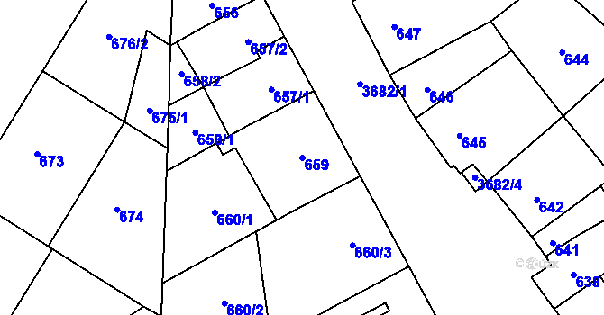 Parcela st. 659 v KÚ Vyškov, Katastrální mapa