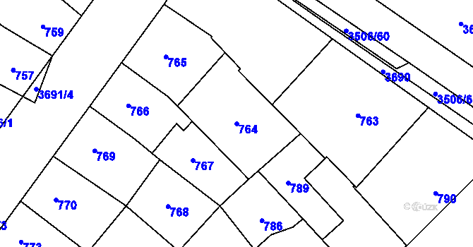 Parcela st. 764 v KÚ Vyškov, Katastrální mapa