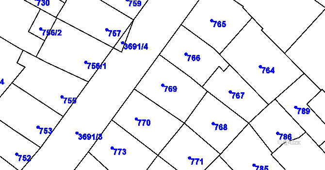 Parcela st. 769 v KÚ Vyškov, Katastrální mapa