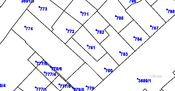 Parcela st. 781 v KÚ Vyškov, Katastrální mapa